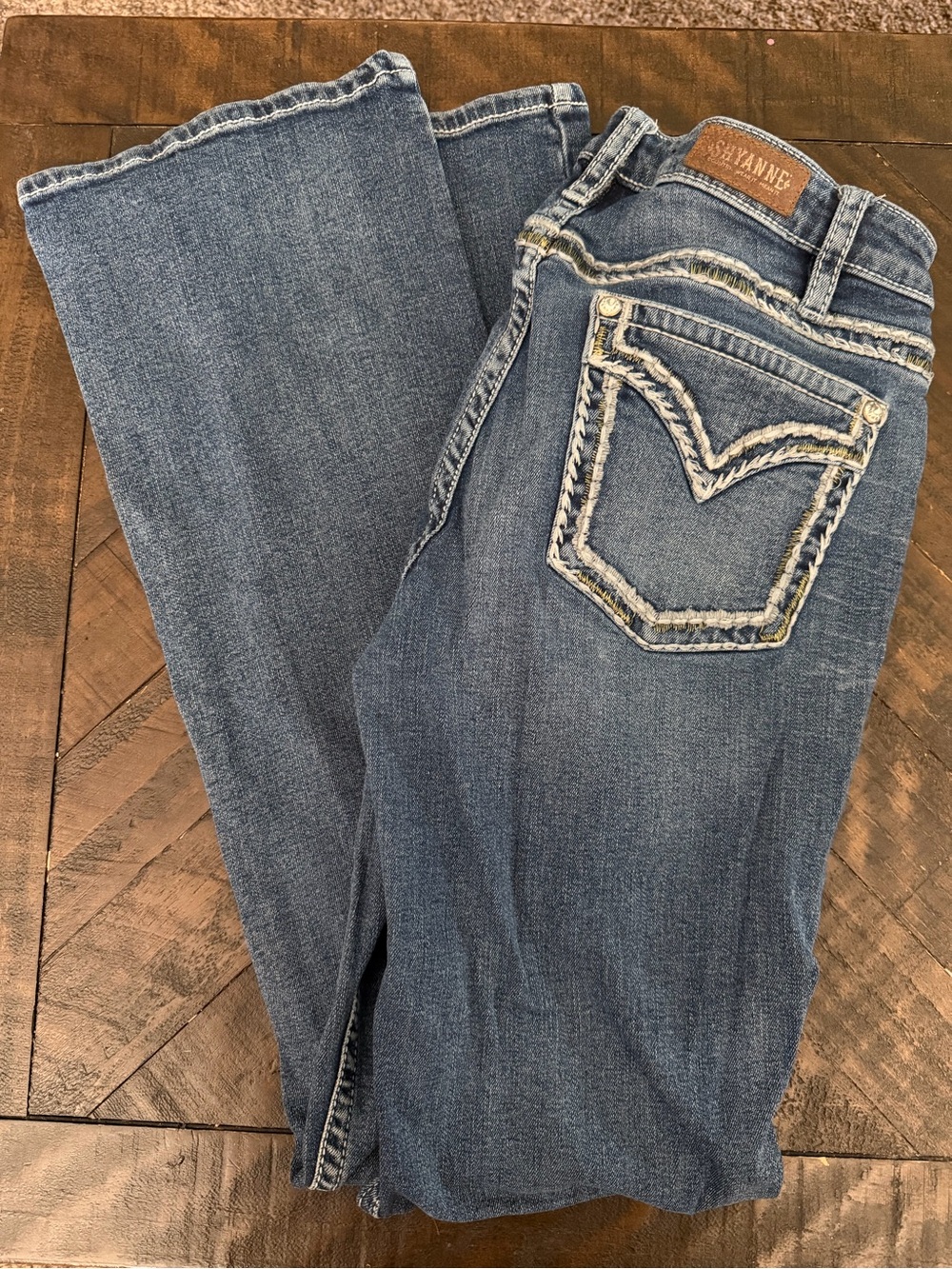 Shyanne Women's Medium Blue Bootcut Jeans with Contrast Stitching